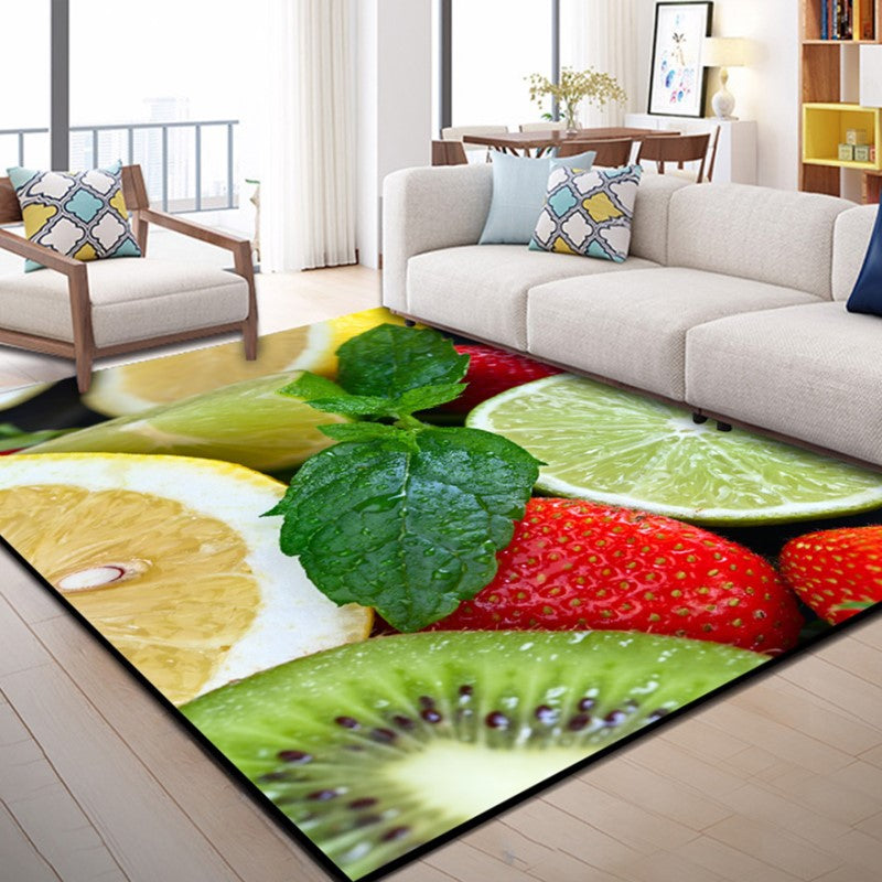 Modern Rose Flower Print Carpet Polyester Area Rug Non-Slip Backing Indoor Carpet for Living Room