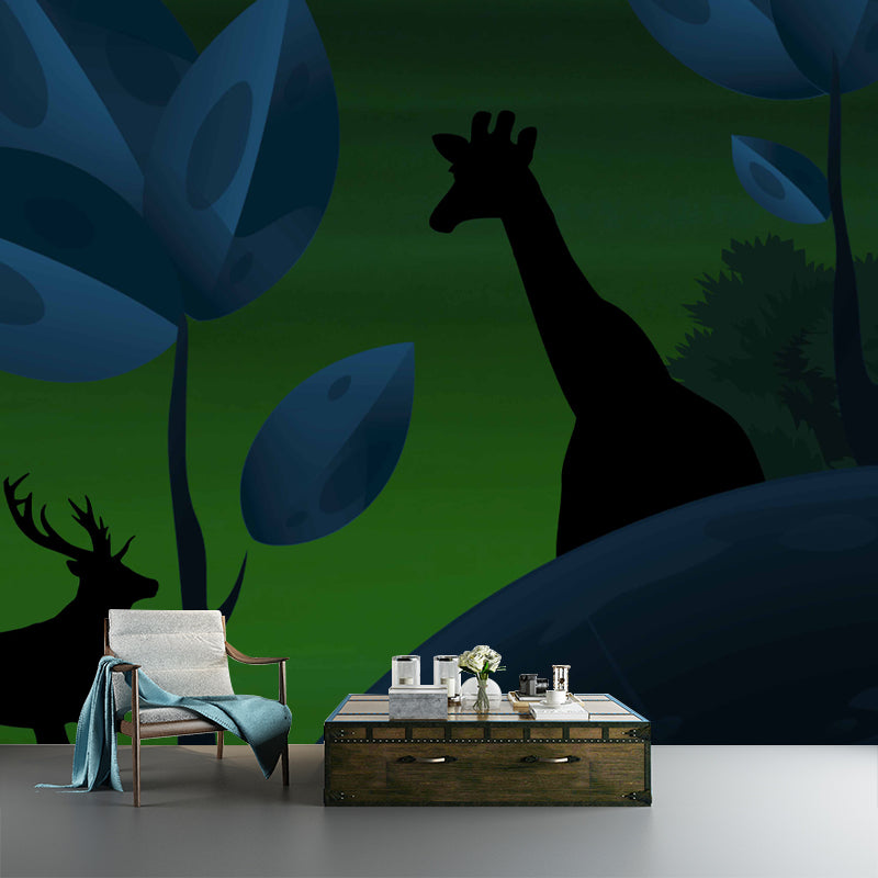 Animal Illustration Mural Decal Modern Style Washable Home Decor, Custom Size