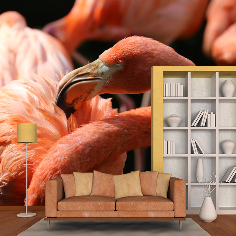 Flamingo Photo Moisture Resistant Mural Decal Modern Wall Decor for Bedroom