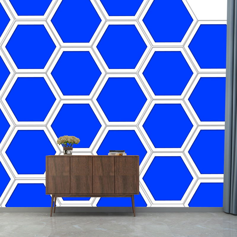 Hexagon Geometry Wall Wall Covering for Living Room, Moisture Resistant