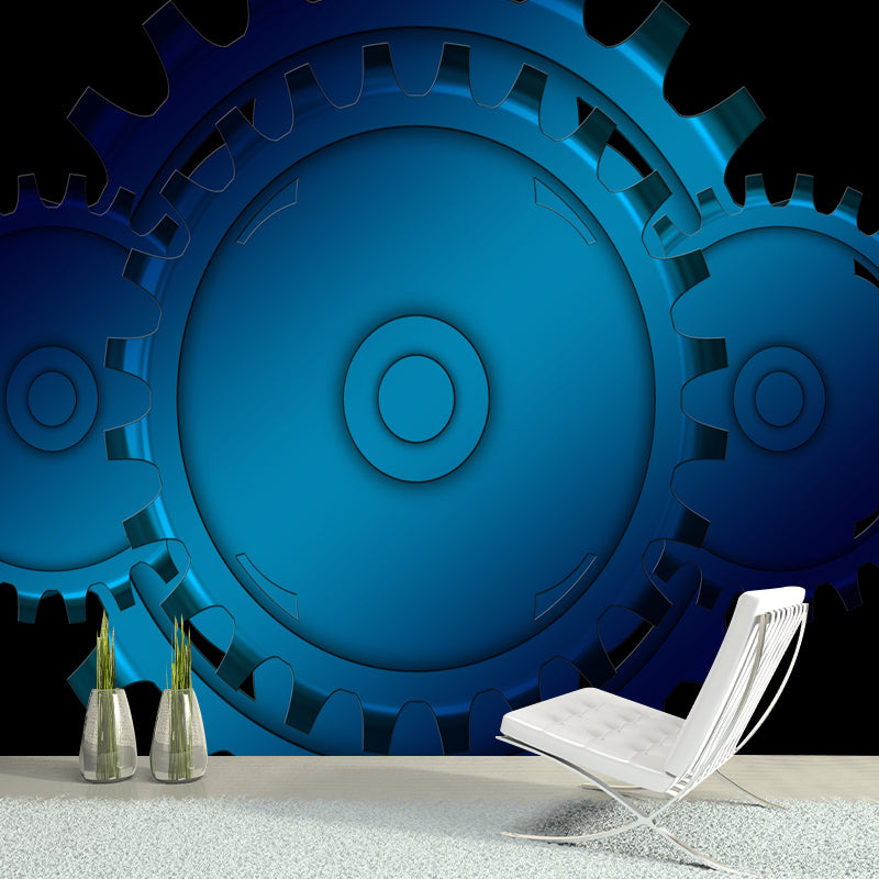 Industrial Metal Gears Mural Wallpaper for Sitting Room, Personalized Size Available