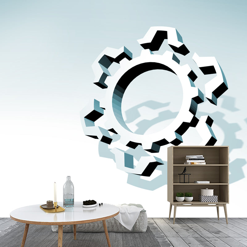 Industrial Metal Gears Mural Wallpaper for Sitting Room, Personalized Size Available
