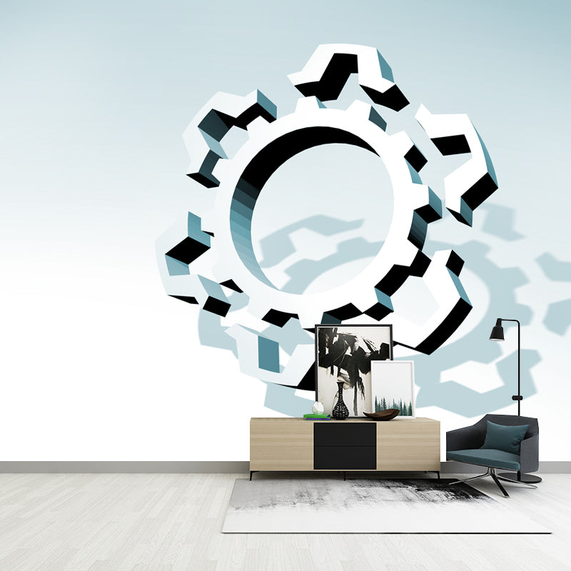 Industrial Metal Gears Mural Wallpaper for Sitting Room, Personalized Size Available