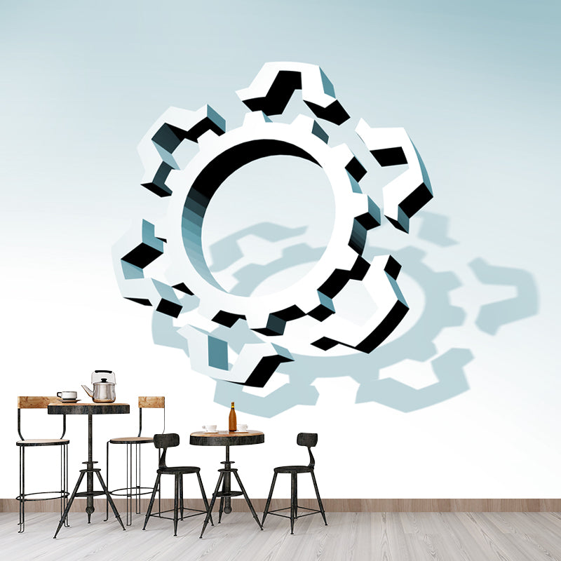 Industrial Metal Gears Mural Wallpaper for Sitting Room, Personalized Size Available