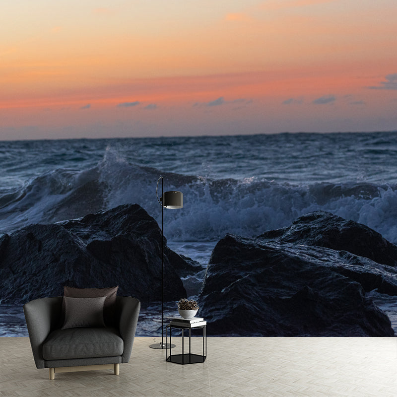 Beach View Wall Murals Tropics Moisture Resistant Wall Covering for Living Room