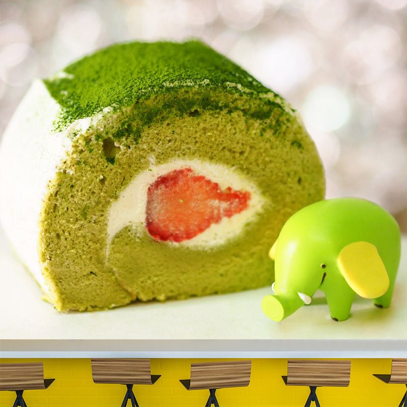 Matcha-flavored Dessert Murals Wallpaper for Dessert Shop, Stain Resistant