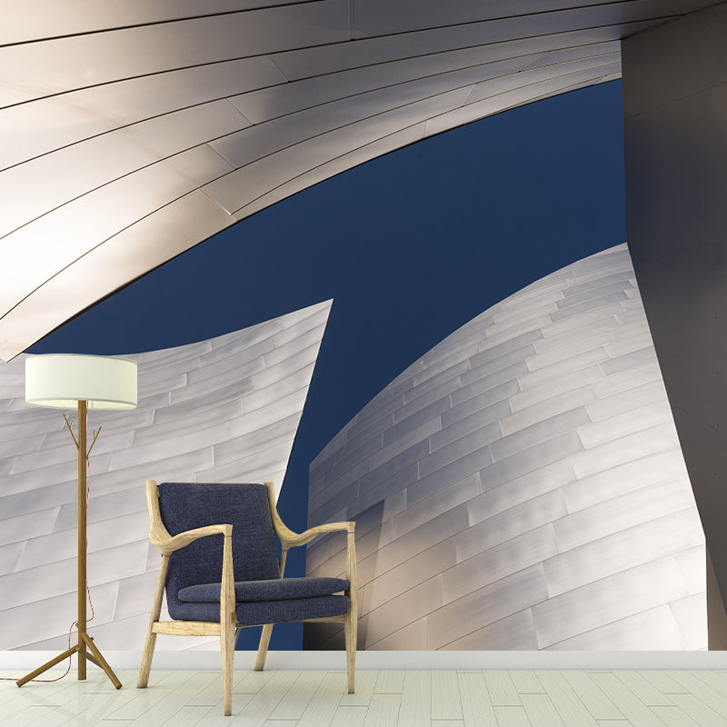 Buildings Mural Contemporary Mildew Resistant Wall Covering for Sitting Room