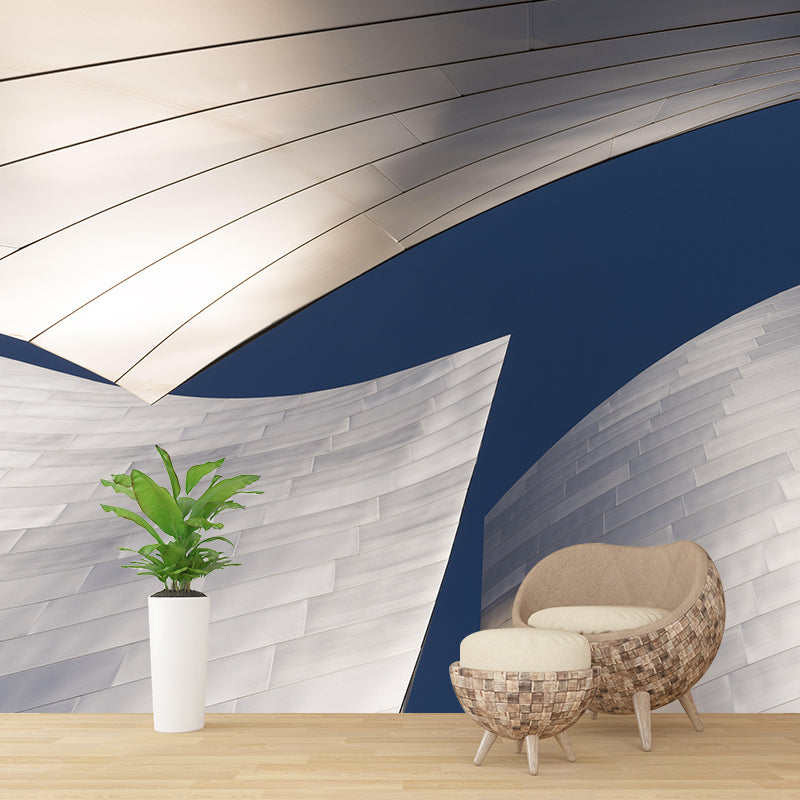 Buildings Mural Contemporary Mildew Resistant Wall Covering for Sitting Room