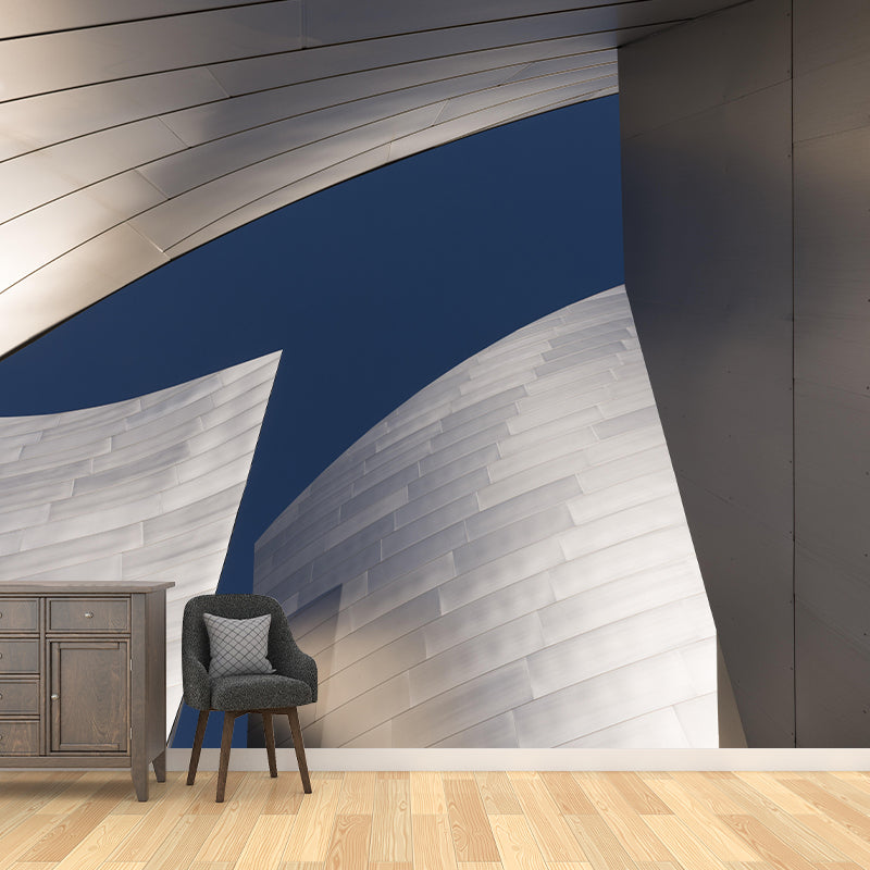 Buildings Mural Contemporary Mildew Resistant Wall Covering for Sitting Room