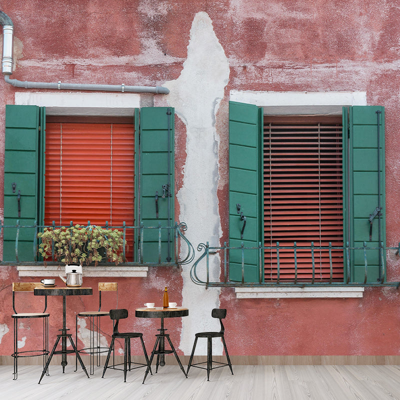 Buildings Mural Contemporary Mildew Resistant Wall Covering for Sitting Room