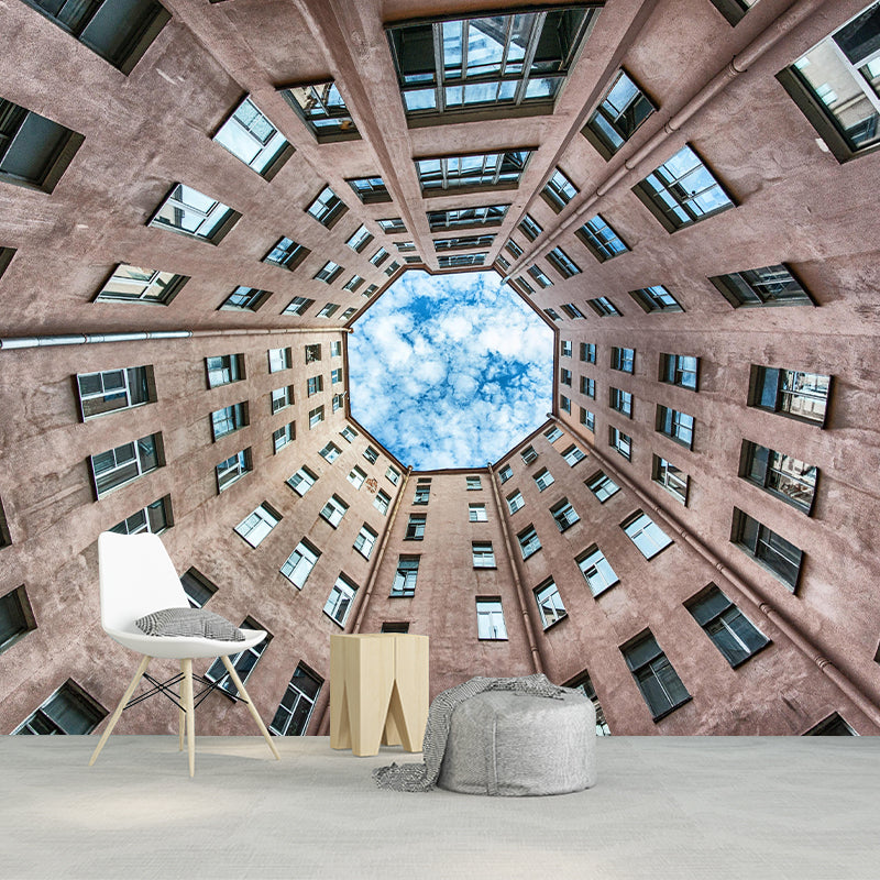 Buildings Photography Wall Mural Modernism Style Wall Decoration for Sitting Room