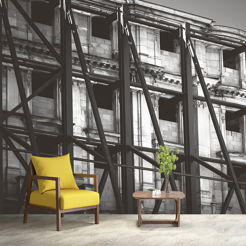 Buildings Mural Contemporary Mildew Resistant Wall Covering for Living Room