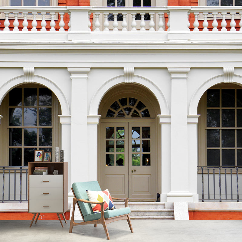 Buildings Mural Contemporary Mildew Resistant Wall Covering for Living Room