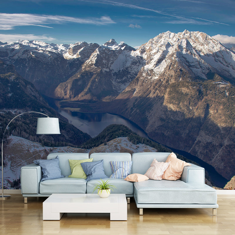 Mountain Scenery Wall Mural Modernism Style Wall Decoration for Sitting Room