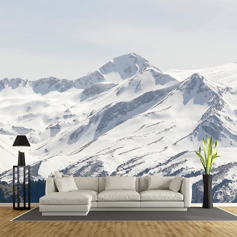 Mountain Landscapes Mural Contemporary Mildew Resistant Wall Covering for Living Room