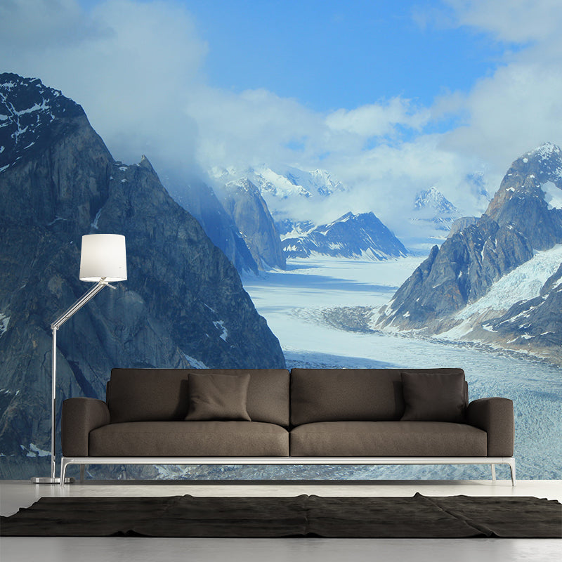 Mountain Landscapes Mural Contemporary Mildew Resistant Wall Covering for Living Room