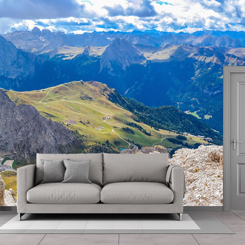 Mountain Landscapes Mural Contemporary Mildew Resistant Wall Covering for Living Room