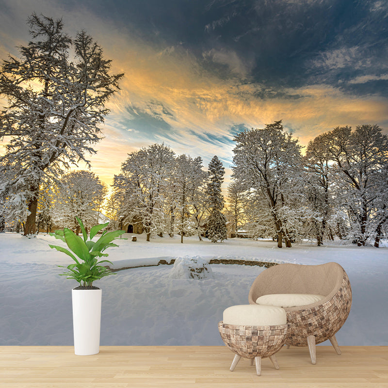 Forest Landscapes Mural Contemporary Mildew Resistant Wall Covering for Dining Room