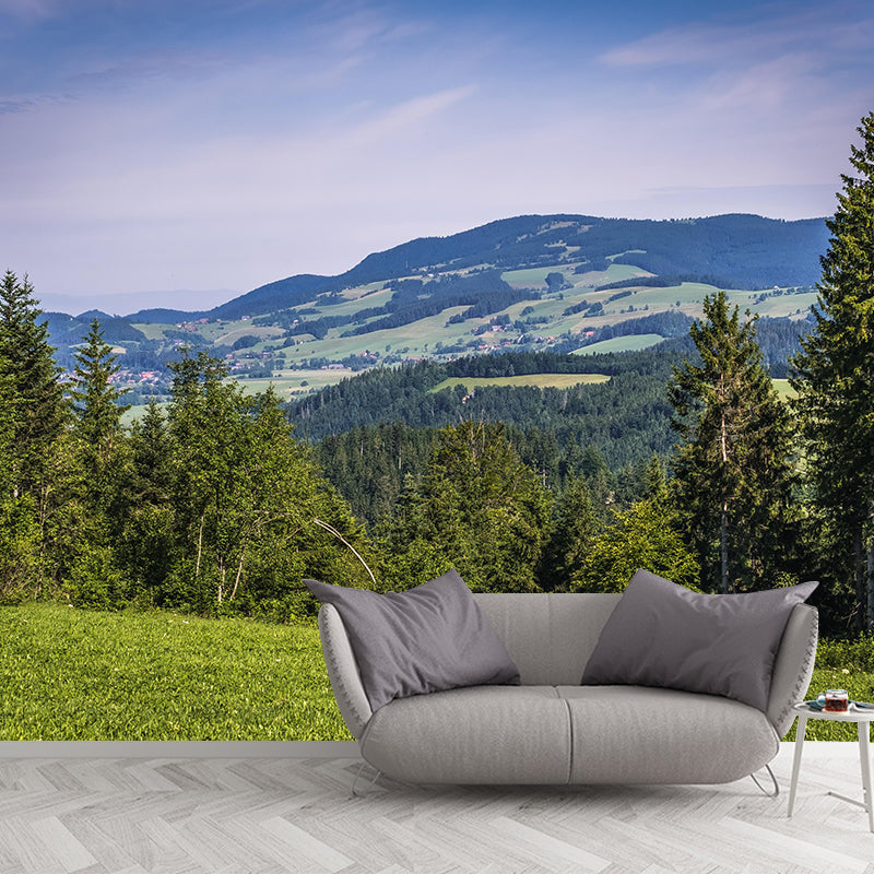 Forest Landscapes Mural Contemporary Mildew Resistant Wall Covering for Bathroom