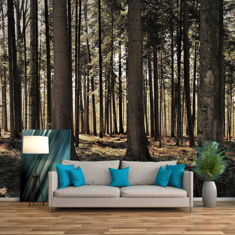 Forest Landscapes Mural Contemporary Mildew Resistant Wall Covering for Bedroom