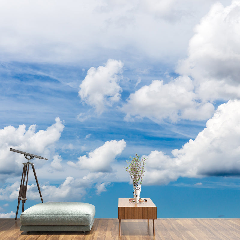 Cloudy Clear Sky Mural Wallpaper for Living Room Bathroom Home Decor, Waterproofing