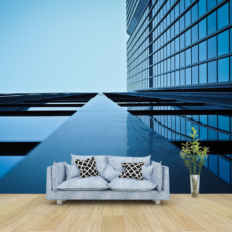 Contemporary City High-rise Water-Resistant Wall Covering for Living Room