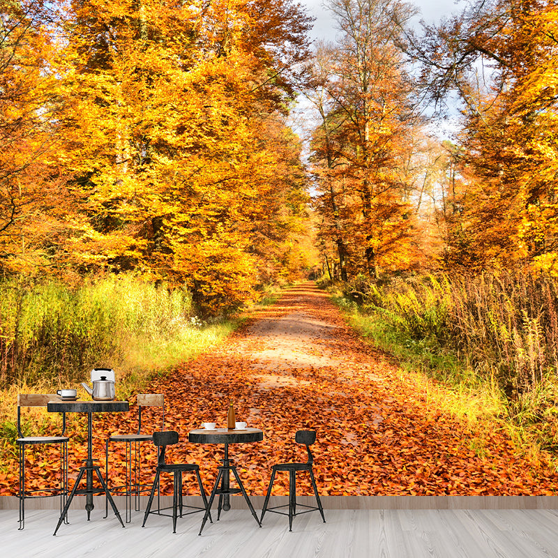 Forest Yellow Trees Customized Wall Covering for Sitting Room, Moisture Resistant