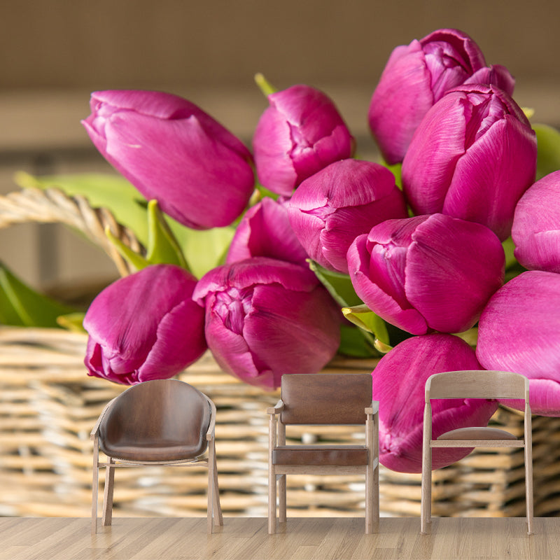 Tulip Wall Mural for Sleeping Room Gust Room, Water Resistant, Custom Size Available