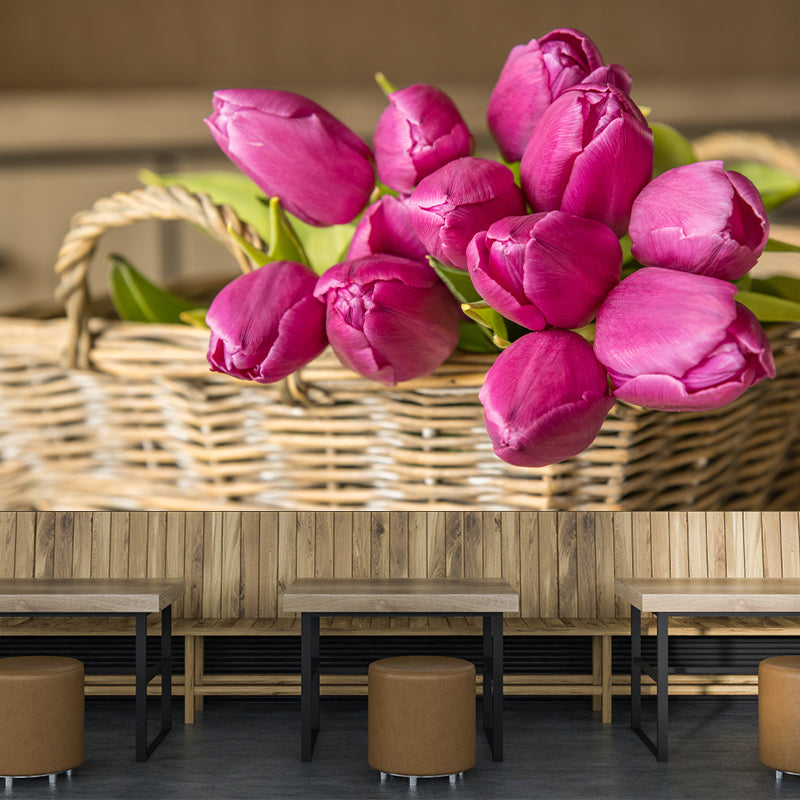 Tulip Wall Mural for Sleeping Room Gust Room, Water Resistant, Custom Size Available