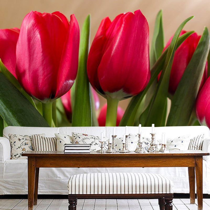 Tulip Wall Mural for Sleeping Room Gust Room, Water Resistant, Custom Size Available