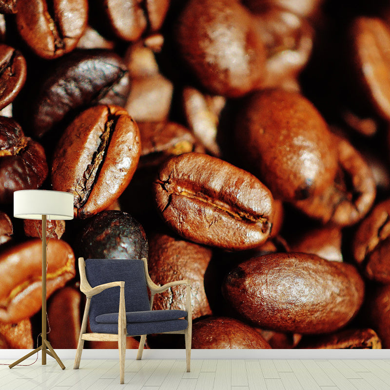 Coffee Beans Mural Wallpaper Eco-friendly for Coffee Shop Wall Covering