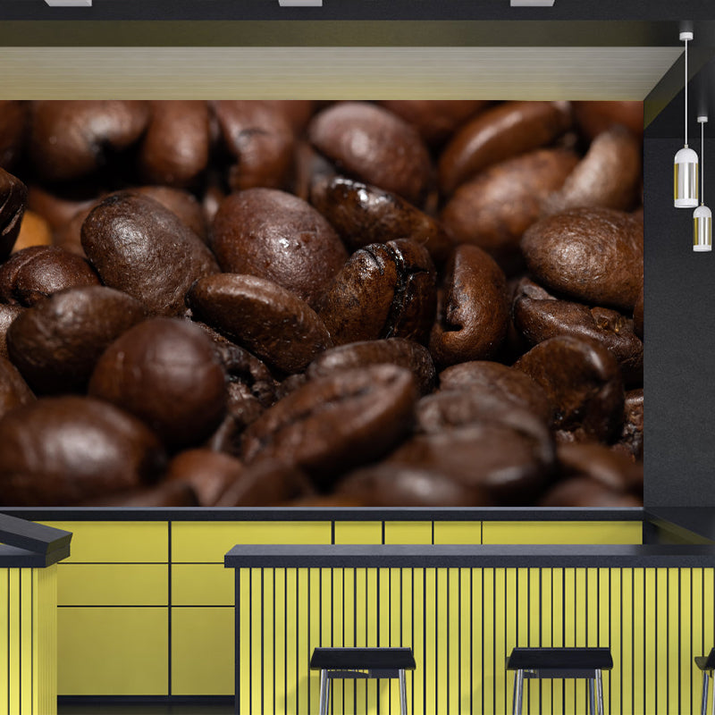 Coffee Beans Mural Wallpaper for Restaurant Decorative Stain Resistant