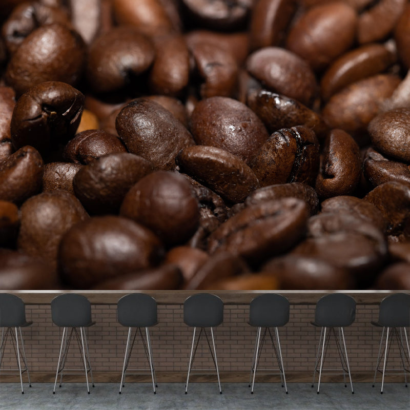 Coffee Beans Mural Wallpaper for Restaurant Decorative Stain Resistant