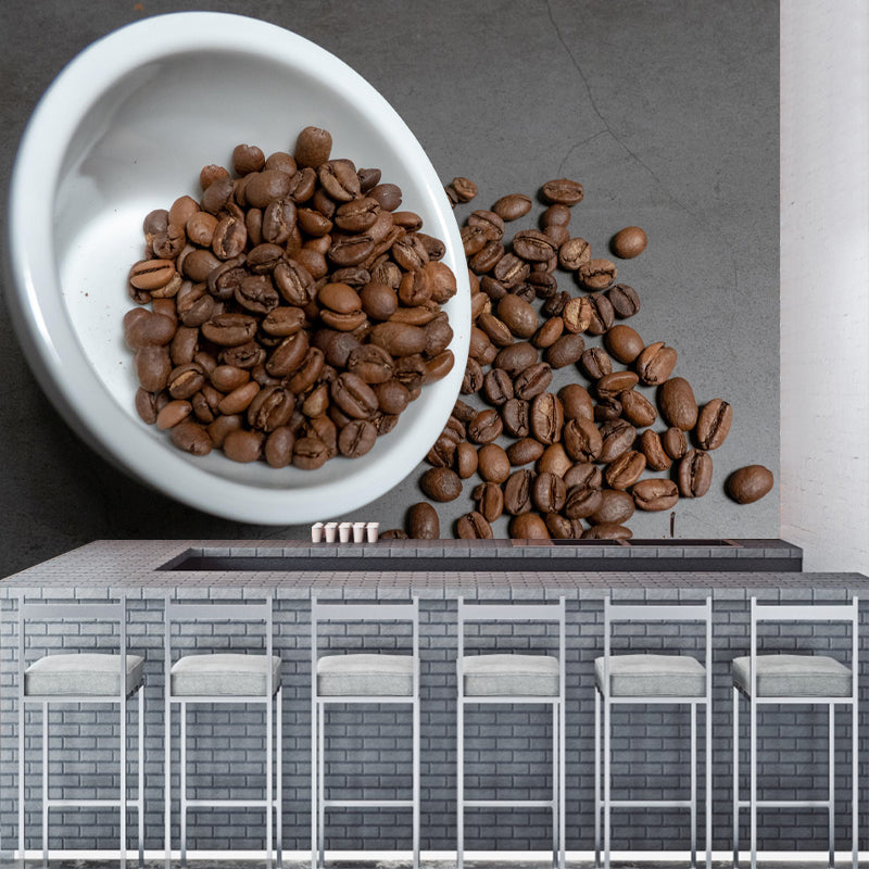 Customized Coffee Mural Wallpaper for Restaurant Wall Decor Stain Resistant