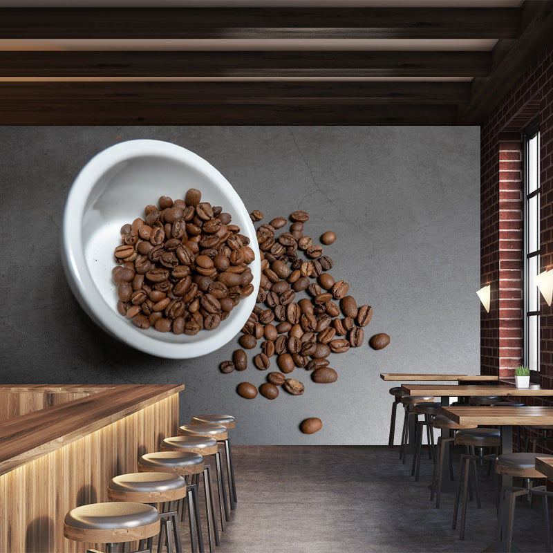 Customized Coffee Mural Wallpaper for Restaurant Wall Decor Stain Resistant