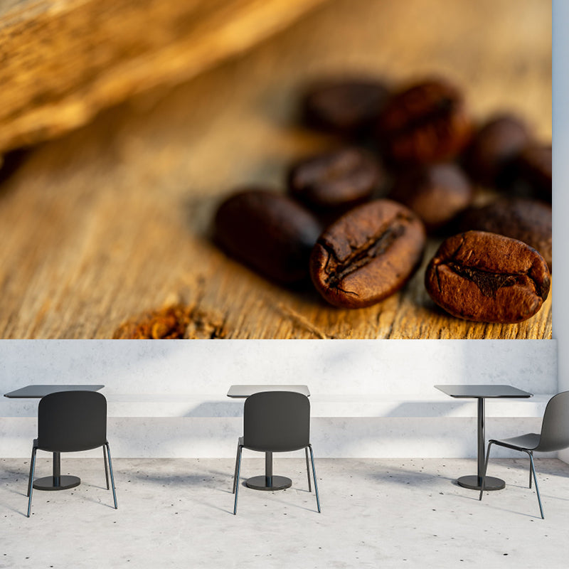 Papier peint mural en grains de café, couleur douce, résistant à la moisissure, pour la décoration