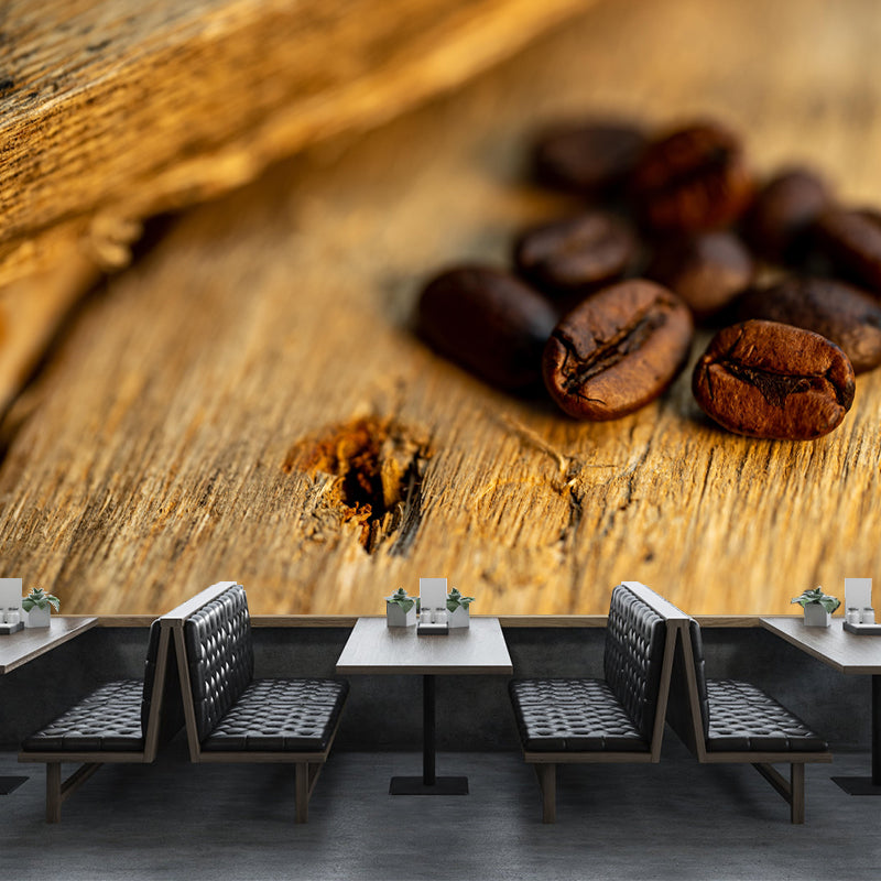 Papier peint mural en grains de café, couleur douce, résistant à la moisissure, pour la décoration