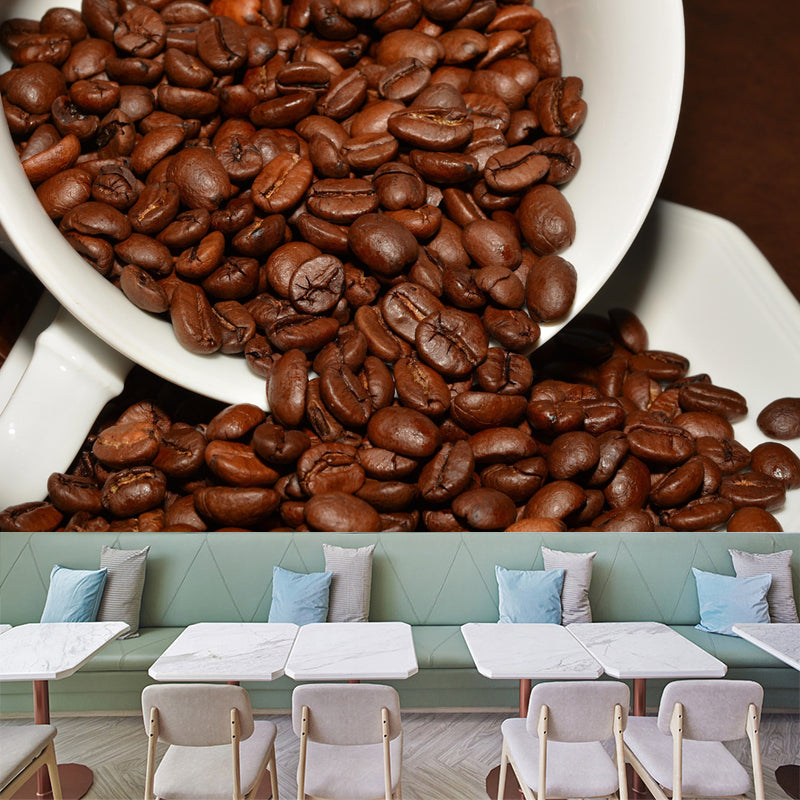 Papier peint mural en grains de café, couleur douce, résistant à la moisissure, pour la décoration