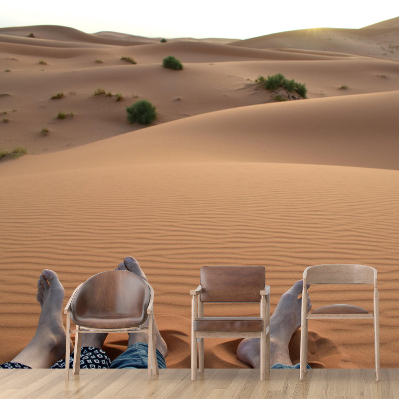 Modern Desert Landscapes Mural Mildew Resistant Wallpaper for Sitting Room