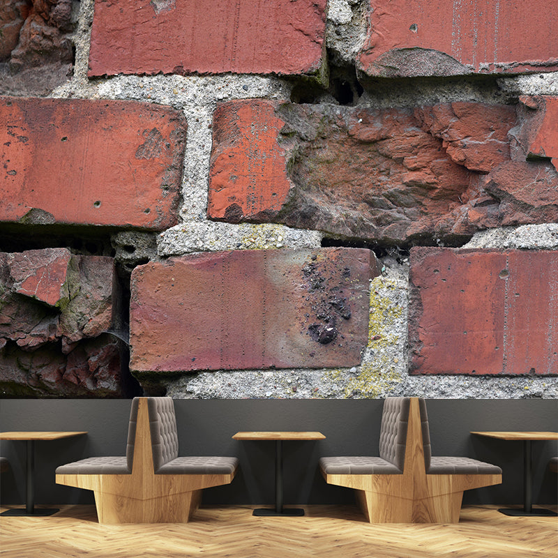 Industrial Style Dilapidated Brick Wall Mural for Dining Room, Personalized Size Available