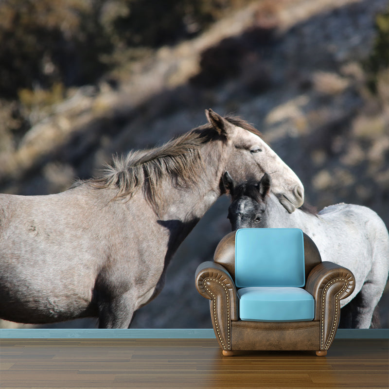 Horse Herd Removable Wall Mural for Sitting Room, Custom Size Available