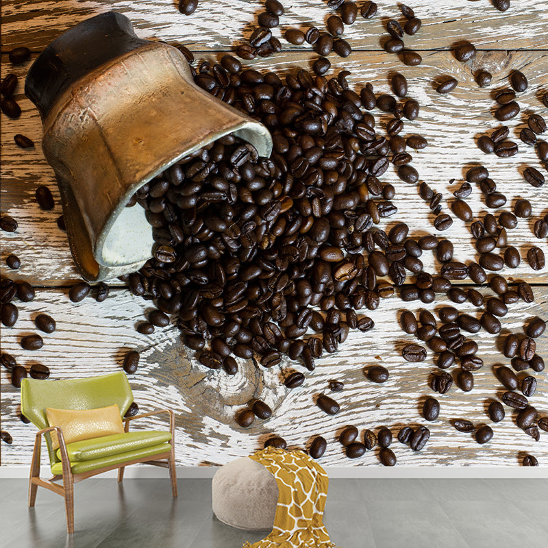 Coffee Beans Commercial Use Mural Wallpaper for Coffee Shop, Water Resistant