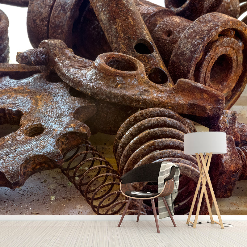 Shabby Rusty Metal Removable Wall Mural for Sitting Room, Moisture Resistant