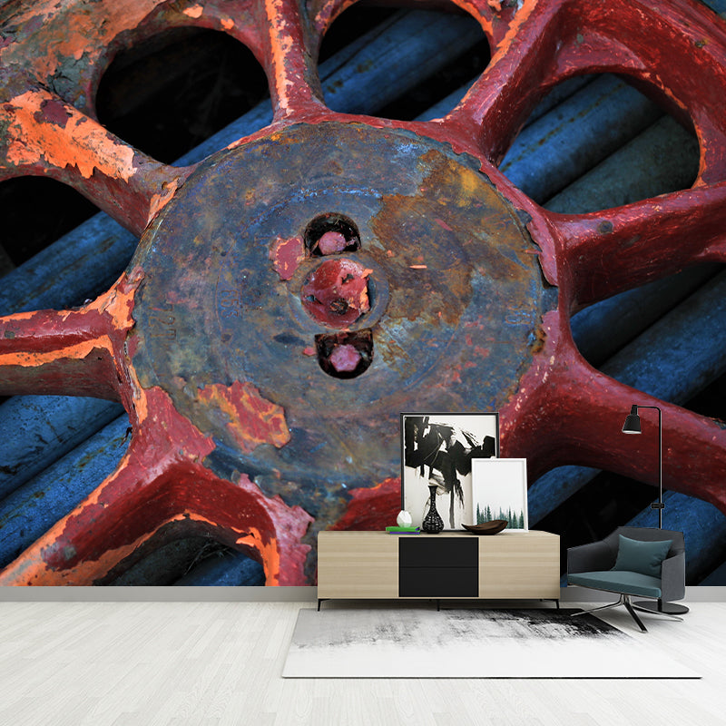 Shabby Rusty Metal Removable Wall Mural for Sitting Room, Moisture Resistant