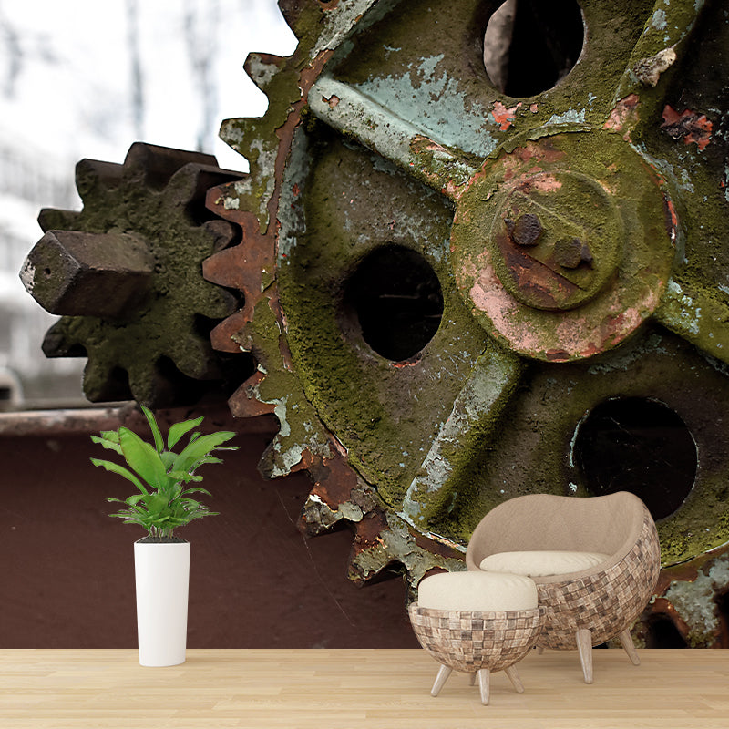 Shabby Rusty Metal Removable Wall Mural for Sitting Room, Moisture Resistant