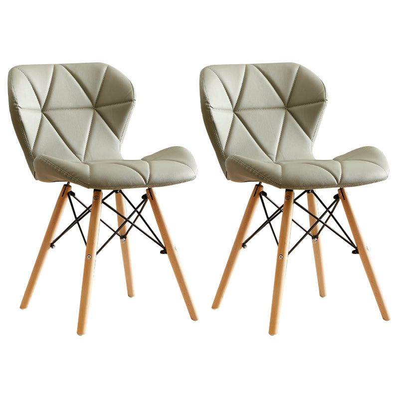 Modern Indoor-Outdoor Wood Chair Dining Room Armless Wingback Side Chair