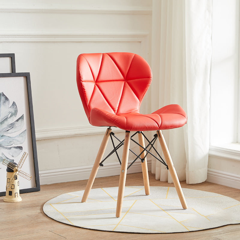 Modern Indoor-Outdoor Wood Chair Dining Room Armless Wingback Side Chair