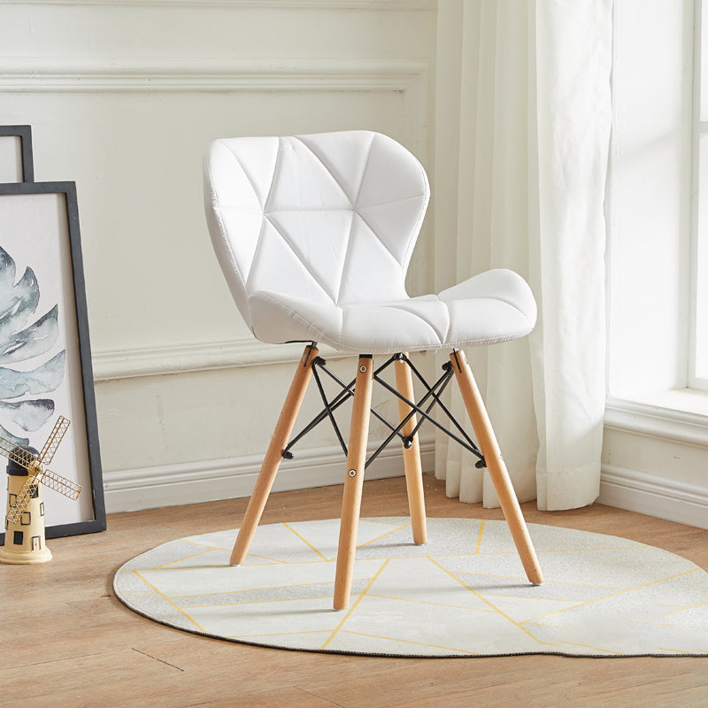 Modern Indoor-Outdoor Wood Chair Dining Room Armless Wingback Side Chair