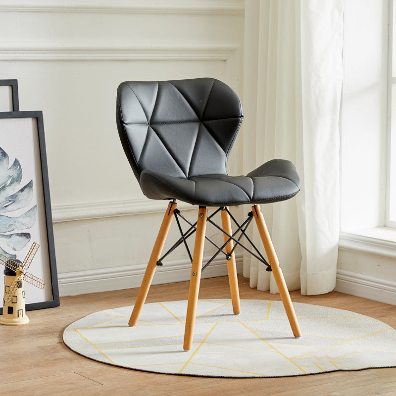 Modern Indoor-Outdoor Wood Chair Dining Room Armless Wingback Side Chair