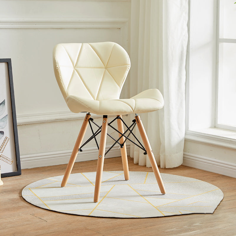 Modern Indoor-Outdoor Wood Chair Dining Room Armless Wingback Side Chair